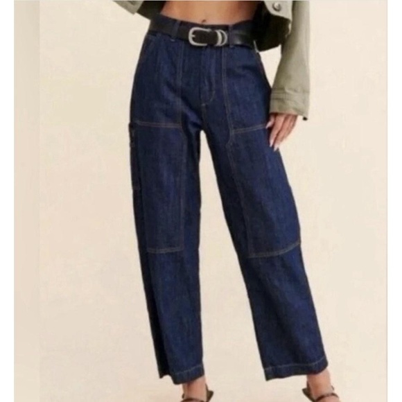 NWT EDWIN Bailee Worker Pant Carpenter Utility Jeans Dark Wash, Size 24 (W4) - Picture 1 of 9